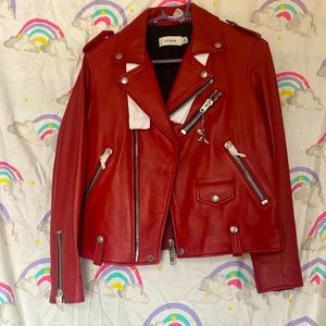 Lamb Leather Red Coach 1941 Moto Jacket